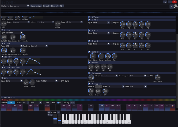 0xSYNTH step sequencer