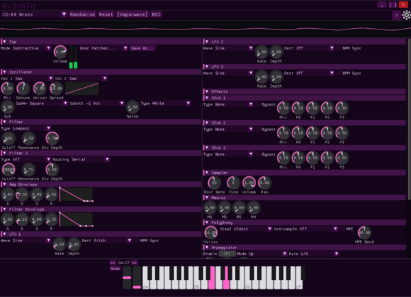 0xSYNTH vaporwave theme